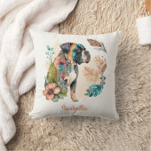 カスタムフローラかわいい水色ボホブルドッグ クッション (ブランケット)