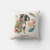 カスタムフローラかわいい水色ボホブルドッグ クッション (正面)