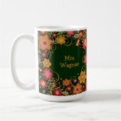 カスタムフローラかわいらし先生名と引用文 コーヒーマグカップ (左)