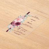 カスタムフローラとその家族の結婚家族 アクリル招待状 (レイダウン)