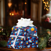 カスタムフローラとオーナメントクリスマス ラッピングペーパー