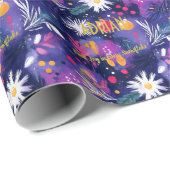 カスタムフローラと松のクリスマス ラッピングペーパー (ロールコーナー)