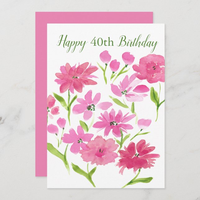 カスタムフローラのエージピンクの水色の花誕生日 (正面/裏面)