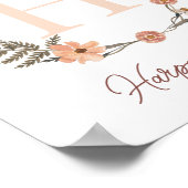 カスタムフローライニシャルプリント |ワイルドフラワーモノグラム ポスター (角)