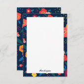 カスタムフローライラストレーションサンキューカード（青） サンキューカード (正面/裏面)