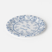 カスタムフローラインジゴオンホワイト縁ど紙プレート ペーパープレート (アングル)