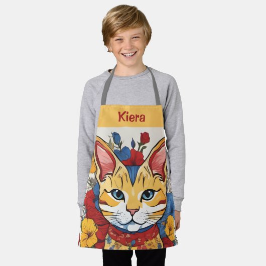 カスタムフローラエプロン女子パーソナライズされたシェフ エプロン (着用した状態)