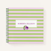 カスタムフローラエレガントパステル水平ストライプ ノートブック (正面)