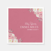 カスタムフローラエレガントピンクベビーシャワー スタンダードカクテルナプキン (正面)