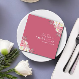 カスタムフローラエレガントピンクベビーシャワー スタンダードカクテルナプキン