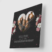 カスタムフローラカップルのバレンタインデーのギフト スクエア壁時計 (傾斜)