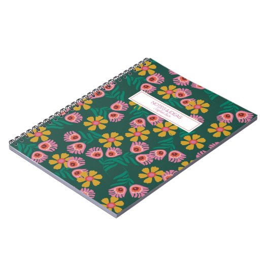 カスタムフローラグリーンノートかわいらしアイディアノートブック ノートブック (左側)
