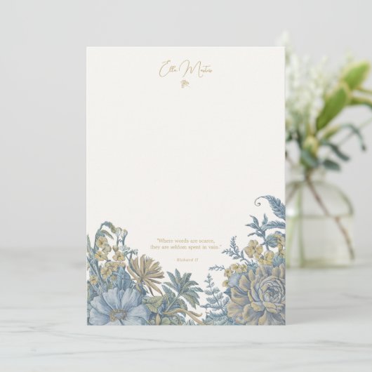 カスタムフローラスエレガントクリプト引用文ブルーノートカード サンキューカード (スタンド正面)