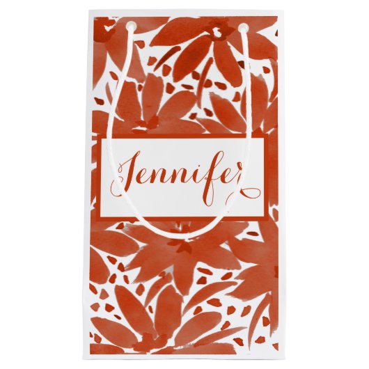 カスタムフローラデザインの錆の色抱き枕 スモールペーパーバッグ (正面)