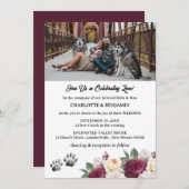 カスタムフローラドッグテーマ結婚ズ 招待状 (正面/裏面)