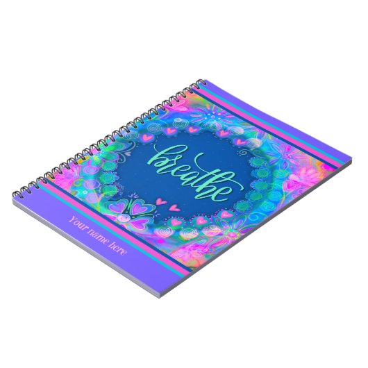 カスタムフローラハートおもしろい呼吸カラフル ノートブック (左側)