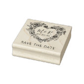 カスタムフローラハートイニシャル保存日付 ラバースタンプ (スタンプ)