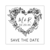 カスタムフローラハートイニシャル保存日付 ラバースタンプ (インプリント)