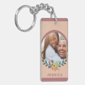 カスタムフローラピンクパーソナライズされた色 キーホルダー (正面左)