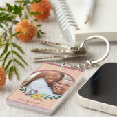 カスタムフローラピンクパーソナライズされた色 キーホルダー (正面右)