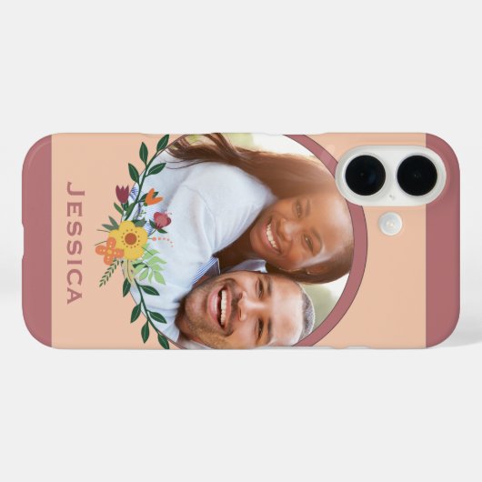 カスタムフローラピンクパーソナライズされた色 Case-Mate iPhoneケース (裏面 (横))