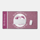 カスタムフローラピンク馬好き引用文 デスクマット (キーボード&マウス)