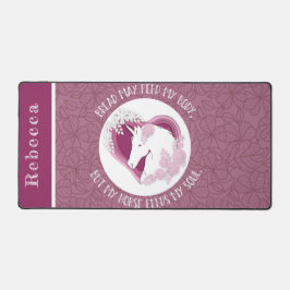 カスタムフローラピンク馬好き引用文 デスクマット