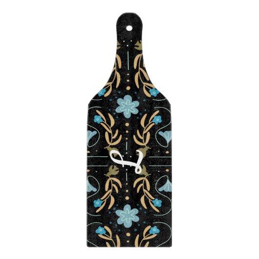 カスタムフローラブルーフォークアートチャルキュテリー カッティングボード (正面)