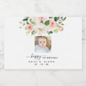 カスタムフローラベビーガール誕生日ミニ スパークリングワインラベル (シングルラベル)