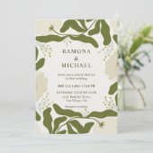 カスタムフローラベージュグレーグリーンフォレスト結婚ーズ 招待状 (スタンド正面)