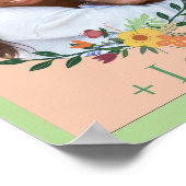 カスタムフローラミントグリーンとピンク ポスター (角)