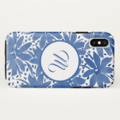 カスタムフローラモノグラムのブルー水色 Case-Mate iPhoneケース (裏面(横))