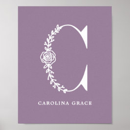 カスタムフローラモノグラム文字C名子供部屋 ポスター