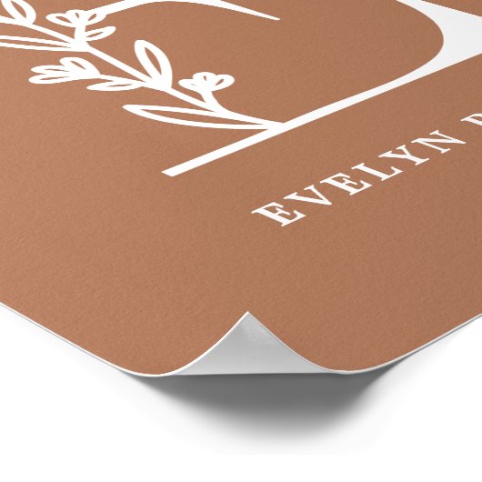 カスタムフローラモノグラム文字E名前子供部屋 ポスター (角)