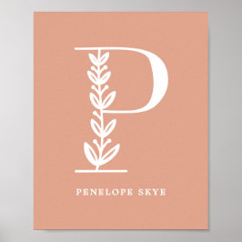 カスタムフローラモノグラム文字P名子供部屋 ポスター