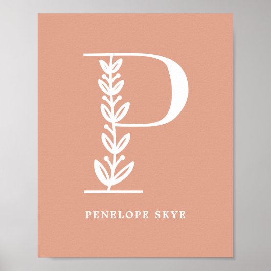 カスタムフローラモノグラム文字P名子供部屋 ポスター (正面)