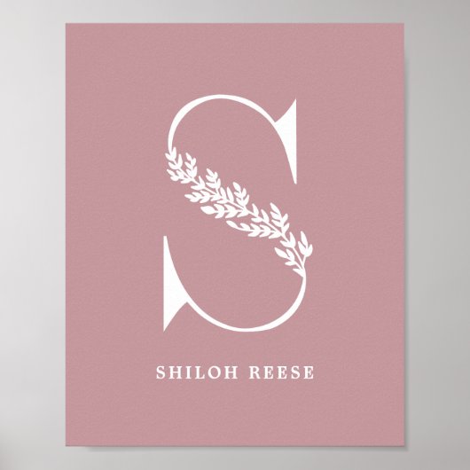 カスタムフローラモノグラム文字S名子供部屋 ポスター (正面)