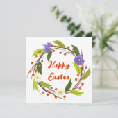 カスタムフローラリースとハッピーイースターの挨拶 シーズンカード (スタンド正面)