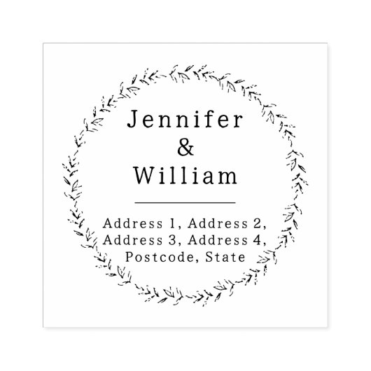 カスタムフローラリース差出人住所 ラバースタンプ (インプリント)