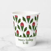 カスタムフローラレッドローズ&ホリー離れズ 紙コップ (裏面)