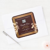 カスタムフローラロゴ製品ラベルBurgundy金ゴールド スクエアシール (封筒)