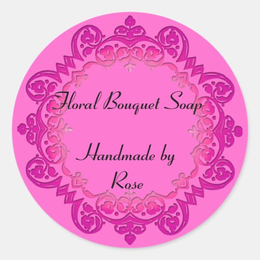 カスタムフローラヴィンテージ石鹸またはクラフトステッカー ラウンドシール (正面)