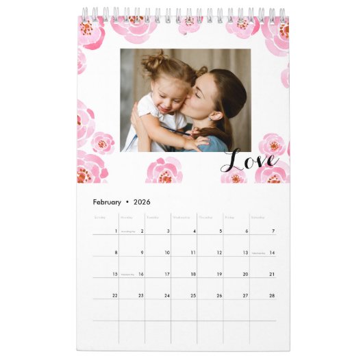 カスタムフローラ予定表 カレンダー (2月 2026)