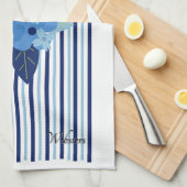 カスタムフローラ剥ぎ取りパターン単色ブルー キッチンタオル (四つ折り)