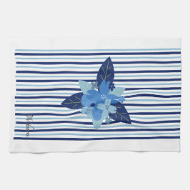 カスタムフローラ剥ぎ取りパターン単色ブルー キッチンタオル
