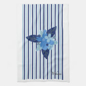 カスタムフローラ剥ぎ取りパターン単色ブルー キッチンタオル (縦)