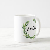 カスタムフローラ名パーソナライズされたモノグラムマグ コーヒーマグカップ (正面右)
