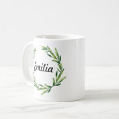 カスタムフローラ名パーソナライズされたモノグラムマグ コーヒーマグカップ (正面左)