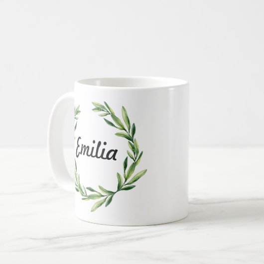 カスタムフローラ名パーソナライズされたモノグラムマグ コーヒーマグカップ (正面左)