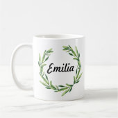 カスタムフローラ名パーソナライズされたモノグラムマグ コーヒーマグカップ (左)